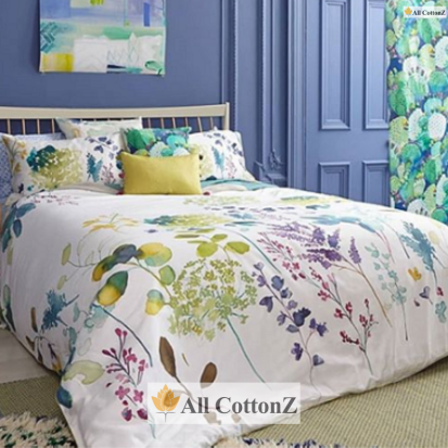 Botanical-Inspired Percale Bedding Set for Guesthouses by All CottonZby All CottonZ