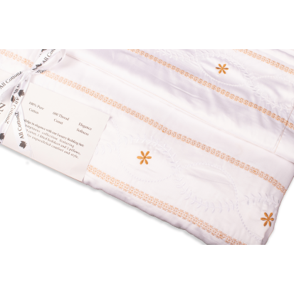 All CottonZ 100% Egyptian Cotton, 600 TC, Embroidered, Duvet Cover 240x200 + Fitted sheet 200x165 + 2 pillow Shams, Sateen feel and look (Queen), 10 imageby All CottonZ