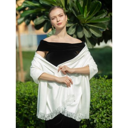 100% Egyptian Cotton, Handloomed Scarf/Shawl, Luxurious feel, Breathable, Solid colors in a Gift box, Unisex (Off White), Colors: Off White, 2 imageby All CottonZ