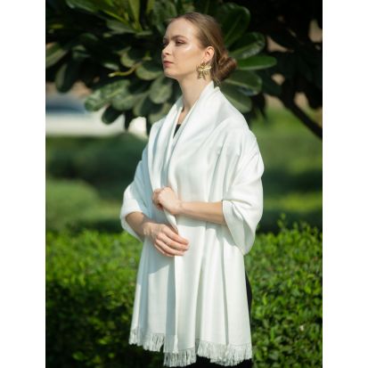 100% Egyptian Cotton, Handloomed Scarf/Shawl, Luxurious feel, Breathable, Solid colors in a Gift box, Unisex (Off White), Colors: Off White, 3 imageby All CottonZ