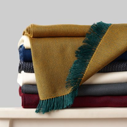 Double Navy blue scarf Unisex hand-Loomed 100% Cotton, 5 imageby All CottonZ