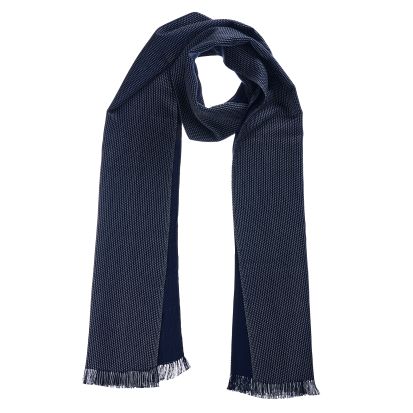Double Navy blue scarf Unisex hand-Loomed 100% Cottonby All CottonZ