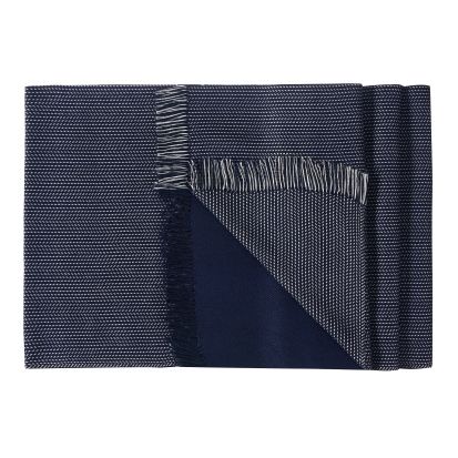 Double Navy blue scarf Unisex hand-Loomed 100% Cotton, 3 imageby All CottonZ